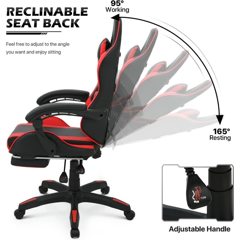 Игровой стул с подставкой для ног с высокой спинкой, вращающийся игровой стул с подголовником и поддержкой поясницы
