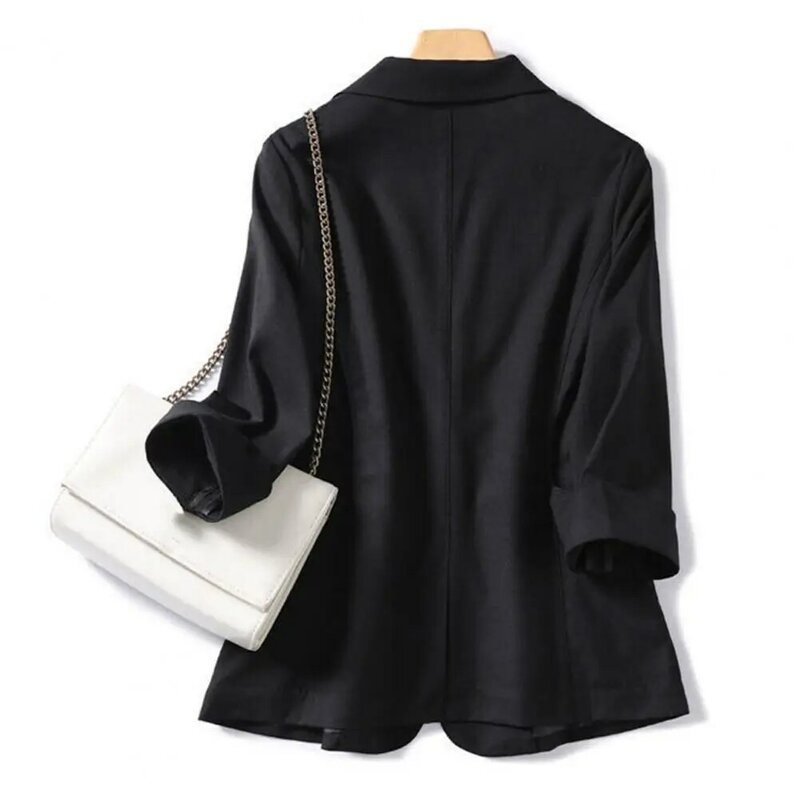 Three-quarter Sleeve Coat Chic Breathable Women's Slim Fit Coat Lightweight 3/4 Sleeve Suit Jacket for A Stylish Temperament