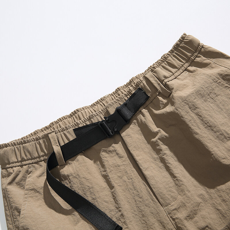 Шорты-карго мужские легкие, уличные тактические штаны в стиле милитари с несколькими карманами, дышащие однотонные черные, на лето