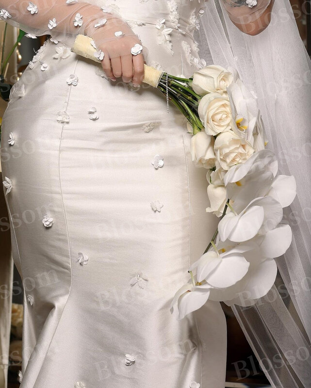 Vestidos florais de sereia para mulheres, luvas sem mangas, vestido de noiva, vestidos de casamento da Arábia Saudita, cabresto, personalizados