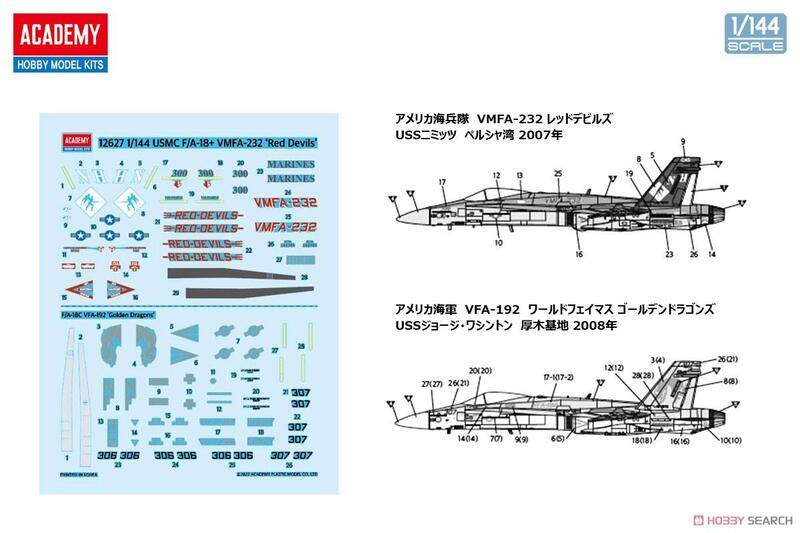 Academy 12627 1/144 Usmc F/A-18A + VMFA-232 Rode Duivels (Plastic Model)