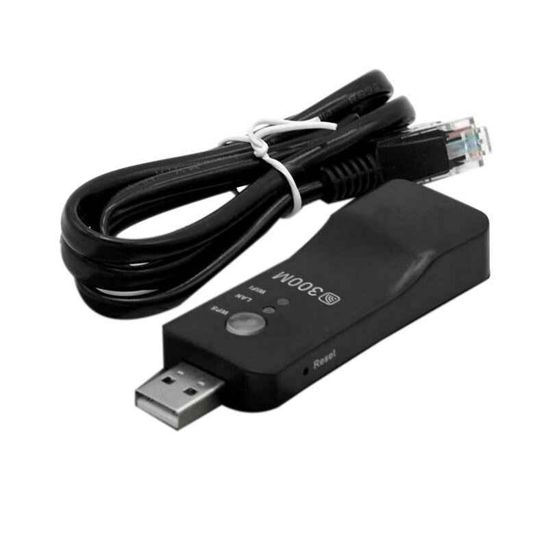 อะแดปเตอร์ดองเกิล WiFi USB TV 300Mbps ตัวรับสัญญาณไร้สายแบบสากล RJ45 WPS สำหรับ Samsung LG SONY Smart TV