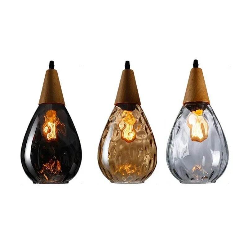 Lampada a sospensione moderna in vetro in legno creativo appeso illuminazione apparecchio sospensione comodino soggiorno ristorante Bar lampadari