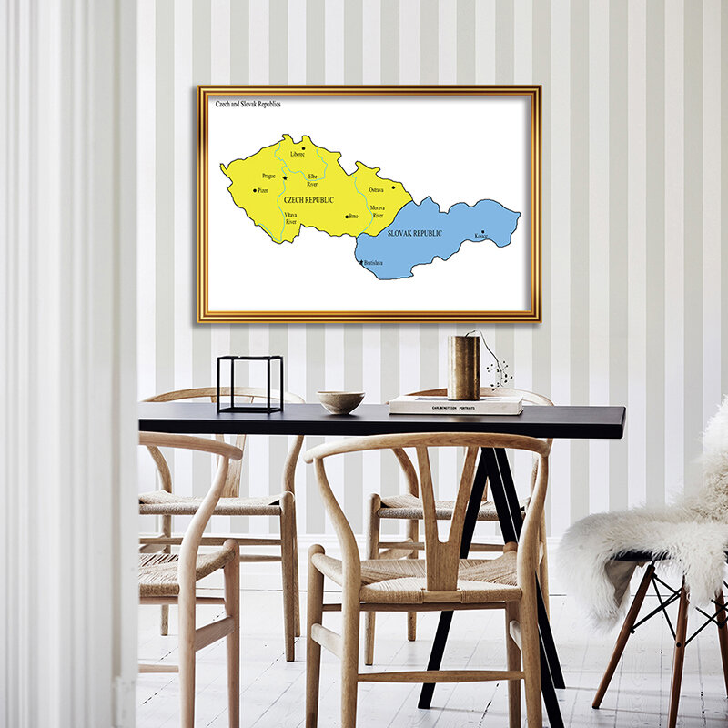 Carteles e impresiones del mapa checo, imágenes artísticas de pared, pinturas en lienzo, decoración del hogar, suministros de oficina, 90x60cm