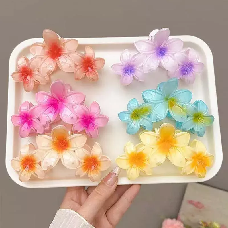 New Candy Color Flower Hair Claw Clips for Women Sweet Large Gradient Shark Clip Hair Claw Crab Clamp Barrettes Hair Accessories