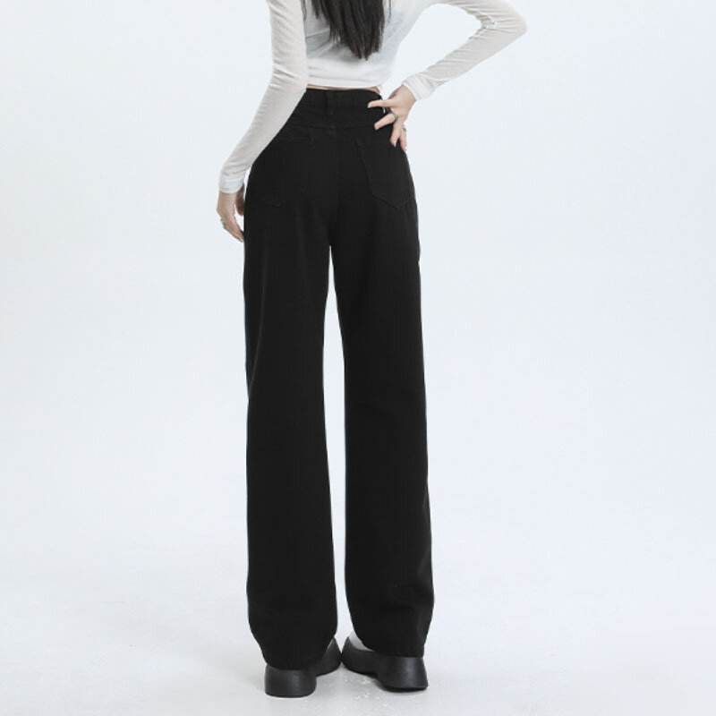 High-waisted Jeans for Women Vintage Loose Straight Leg Pants Women's Clothing Wide-leg Trousers