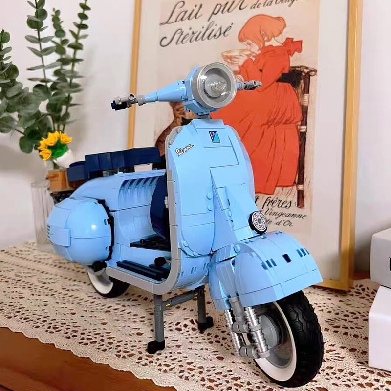 Römische holida vespa 125 moc 10298 berühmte motorrad stadt moto montierte bausteine steine high-tech modell spielzeug für kinder geschenk