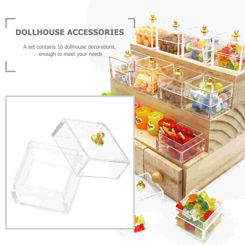 Витрина для кукольного домика, миниатюрная прозрачная коробка для конфет и десертов, прозрачная коробка для кукольного домика, витрина для лечения еды, миниатюрное искусство, искусство, зеркальная мини-коробка