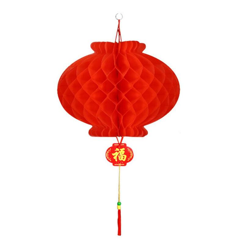 โคมไฟกระดาษสีแดงแบบจีนดั้งเดิมสำหรับ2023ตรุษจีนโคมไฟแขวนกันน้ำ E4V0 1ชิ้น