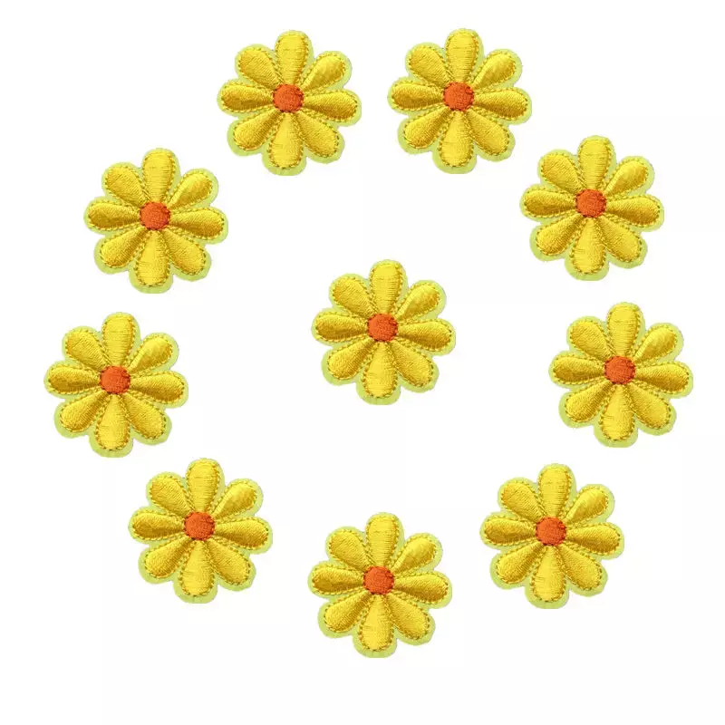 10 sztuk haft Daisy słonecznik kwiaty szyć żelazko na łatki w formie znaczków Daisy torba kapelusz dżinsy ubrania aplikacja DIY rzemiosło