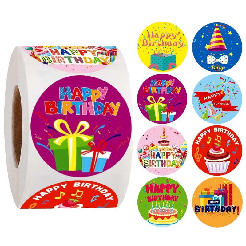 Glücklich Geburtstag aufkleber Geschenk verpackung Abdichtung Label DIY Party dekoration Selbst-adhestive Handgemachte Schreibwaren Aufkleber