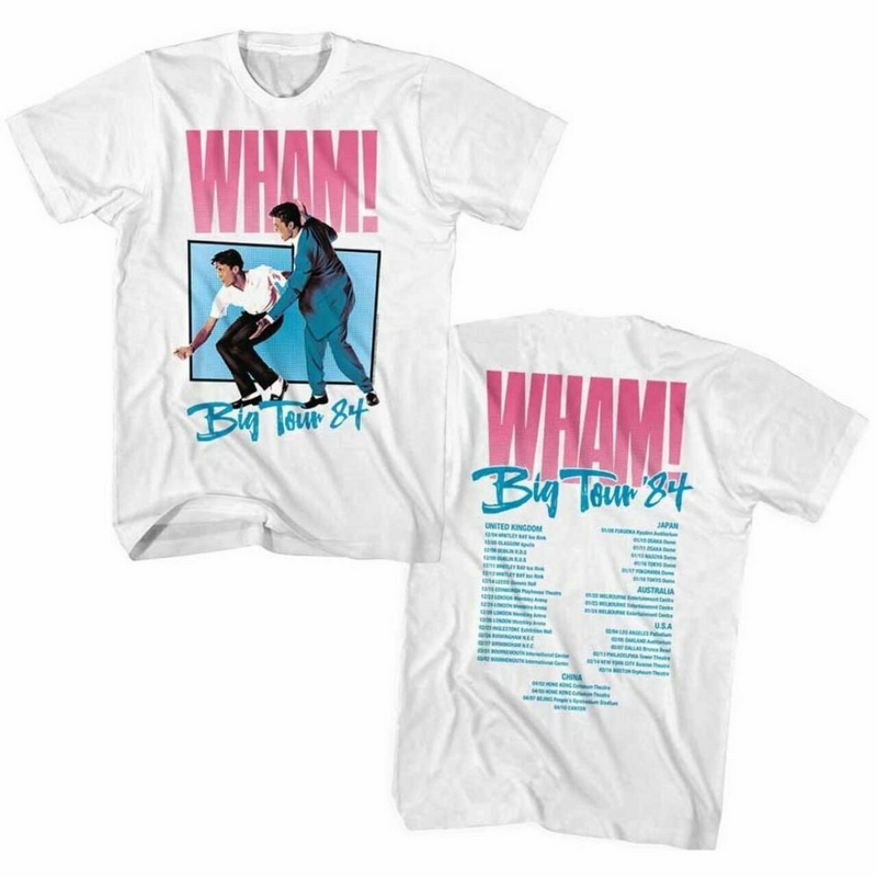 ¡Wham! Camiseta de concierto de moda Vintage para hombre, camisa blanca Unisex, Big Tour '84