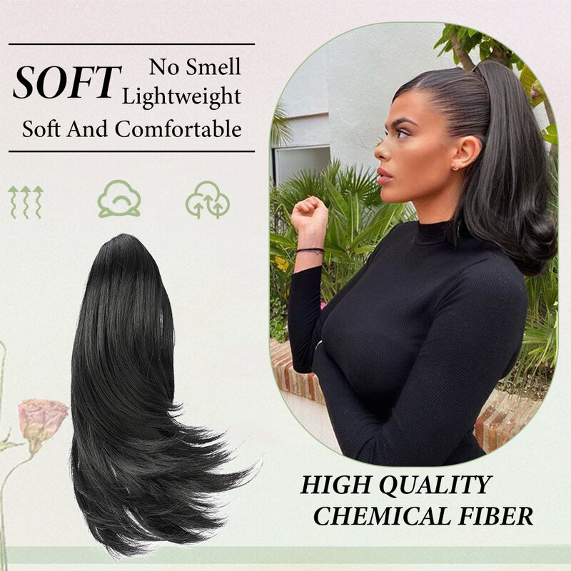 Short Ponytail Extension Claw Clip in Hairpiece Wavy Ponytail Hair Extensions High Quality Synthetic Short Pony Tail for Women