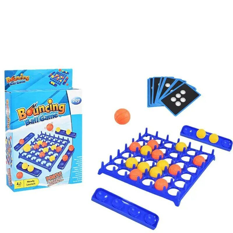 Jumping Ball Table Game Family Party giochi da tavolo Set Family Bouncing Balls Toy con 16 palline 9 carte da sfida e griglia di gioco per