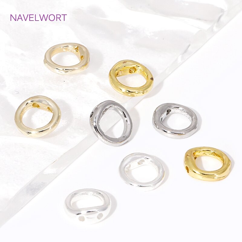 18K Gold Plated Brass Double Hole Connector Rings,End Bead Tip,For Jewelry Making Supplies DIY Pearl Bracelet Necklace Accessory
