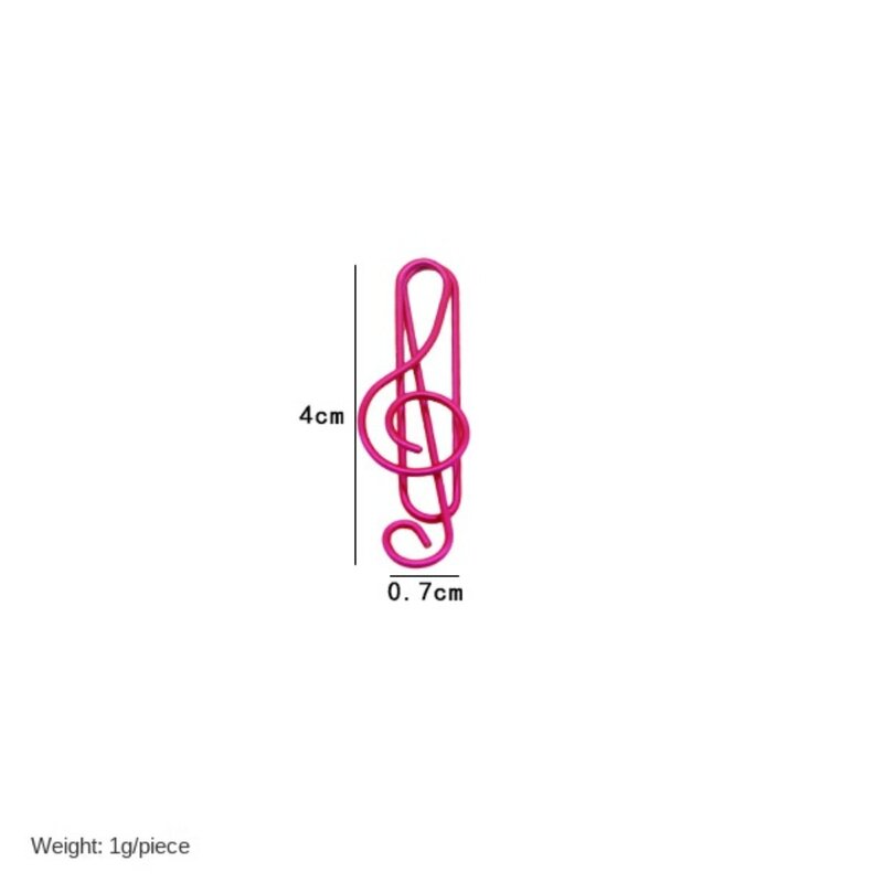 20 pz/set graffette a forma di musica in metallo cancelleria durevole graffetta a forma di nota musicale nota musicale carina