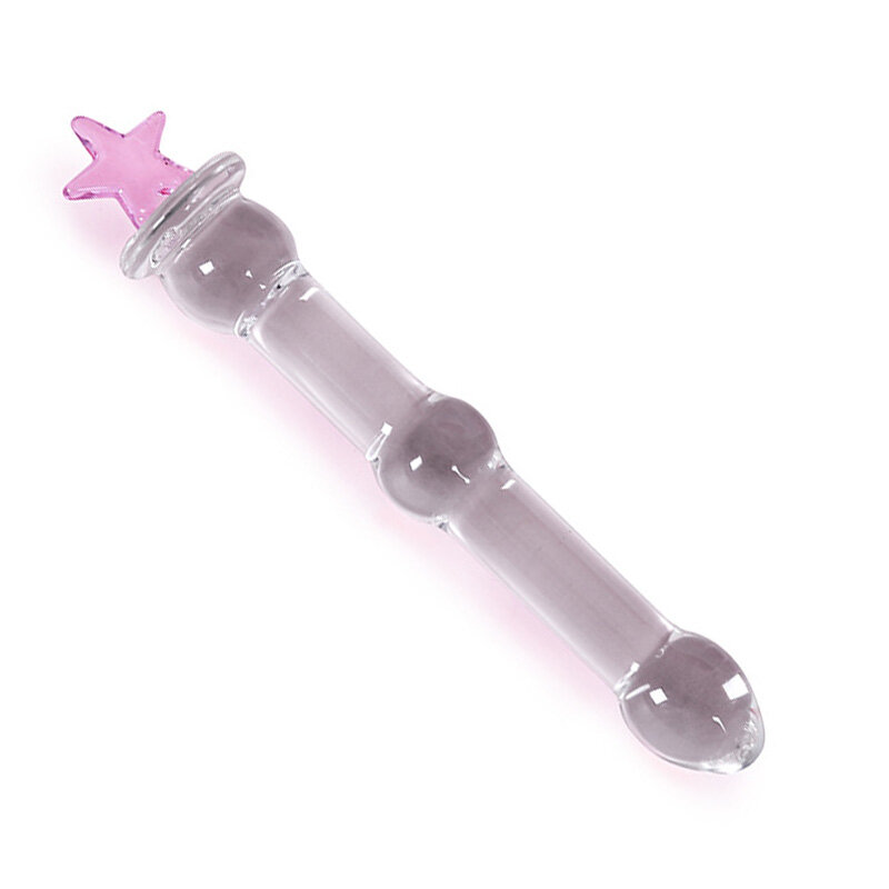 Dildo de Glass Butt Plug para mulheres, contas anais, coração rosa, vaginal e estimulação, brinquedos sexuais