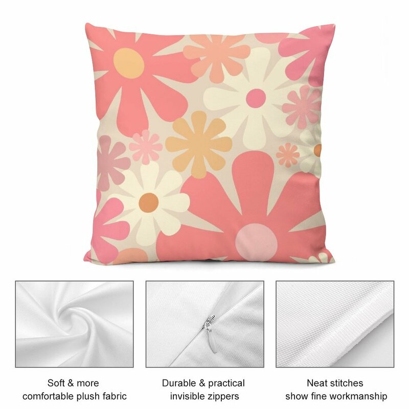 Cojines de almohada con patrón Floral Pastel de estilo Vintage, rosa, Retro, 60s, 70s