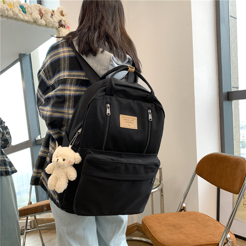 Mochilas multifuncionais simples para adolescentes, mochila escolar estilo coreano, mochila para mulheres