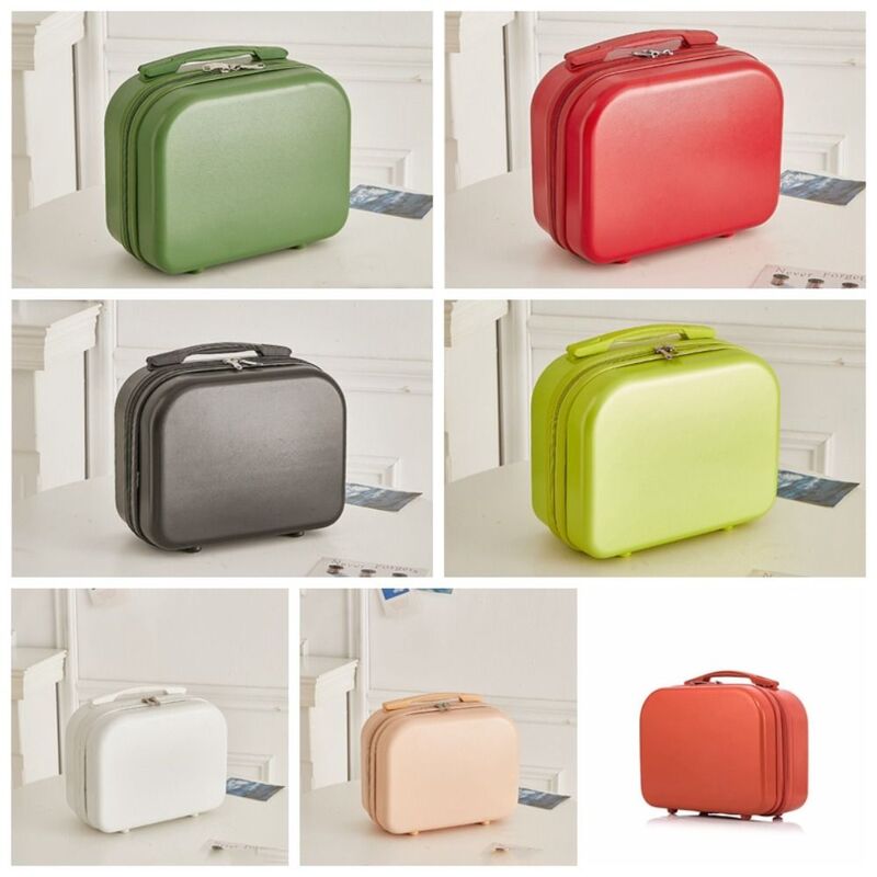 Mini-Gepäck einfarbig Koffer Lagerung Toiletten artikel Box Organizer Fall 14-Zoll-Kosmetikkoffer Reiß verschluss Gepäck große Kapazität