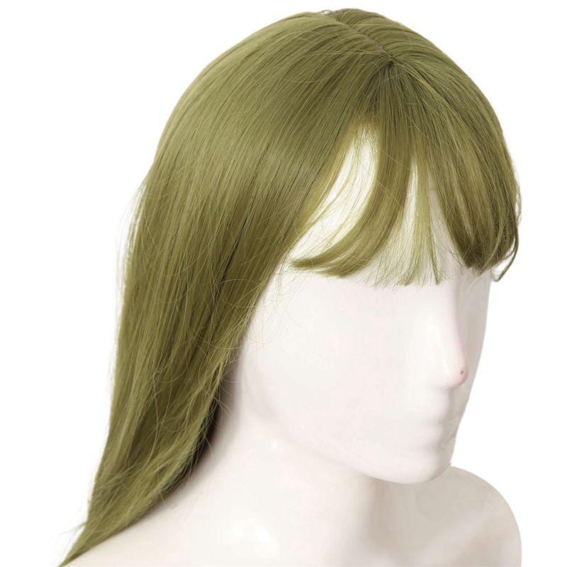 Wig sintetis poni panjang ikal panjang bergelombang besar hijau Mint Wig panjang realistis untuk topeng Cosplay Natal Halloween