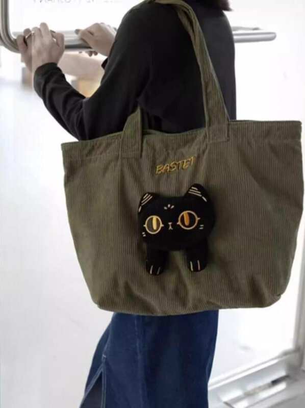Katze Stickerei Handtasche Leinwand Frauen tasche Tasche Pendler tasche
