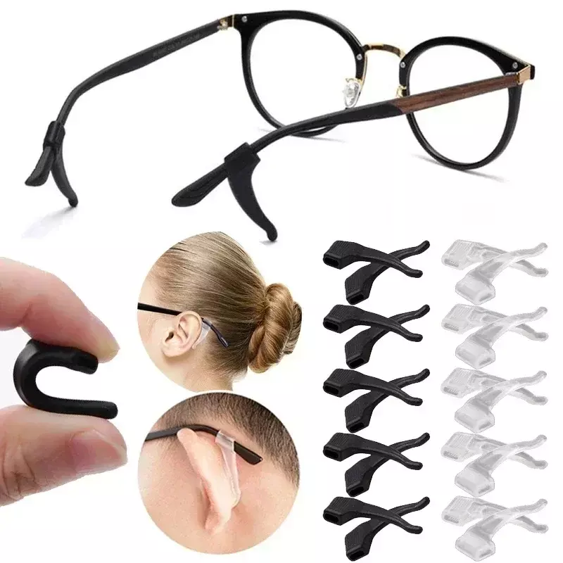 Crochet d'oreille en silicone anti-brûlure pour lunettes, manchon d'oreille de jambe, fixation rapide, accessoires de lunettes de soleil transparents, poignée anti-chute, porte-lunettes
