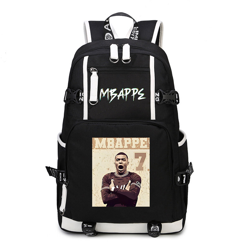 Mbappe-mochila con estampado de avatar para jóvenes, bolso escolar con usb para estudiantes, bolsa de viaje informal para exteriores