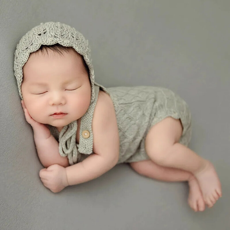 Одежда для фотографирования новорожденных реквизит Мягкий трикотажный комбинезон на бретельках с вырезами бриллиантовый клетчатый тканый аксессуар