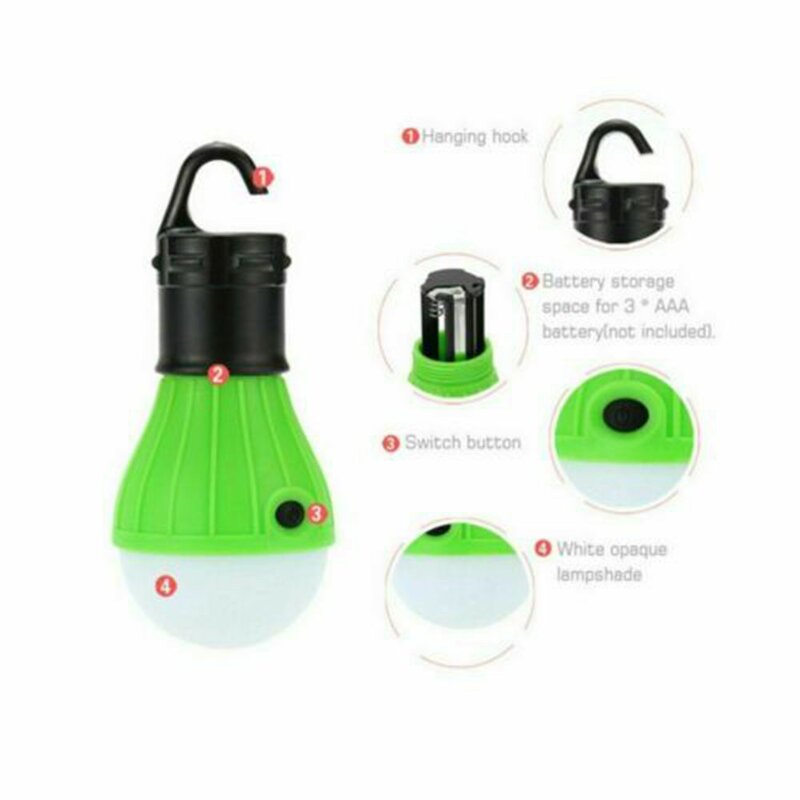 Lâmpada LED de emergência para acampar, lâmpada de iluminação, Energy Saving, 3 modos, 3 pilhas AAA, não incluídas, 1pc