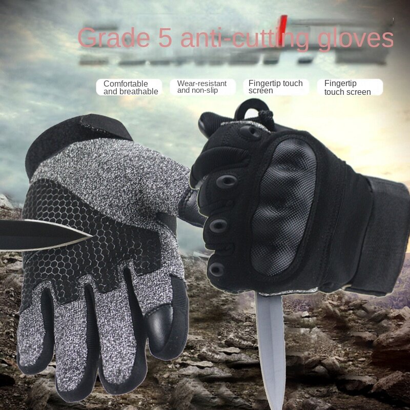 Level 5 sarung tangan taktis anti-potong dan anti-tusukan, sarung tangan Penggemar tentara luar ruangan mengacu pada pria pasukan khusus tempur diri