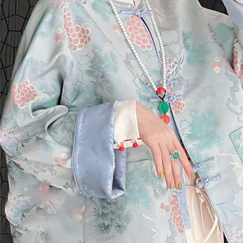 New Chinese Style Light National Printed Thin Song Dynasty Brocade Coat Women's Improved Top