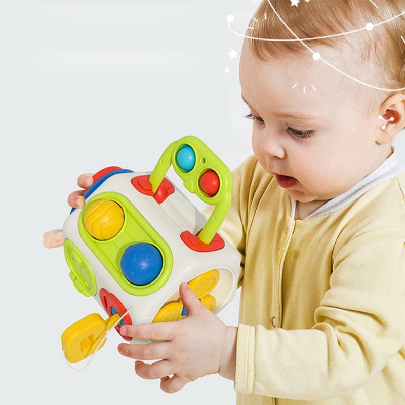 Cubo ocupado para niños, juguetes Montessori para niños pequeños, juguete sensorial, aprendizaje preescolar, cubo multifuncional educativo para niños