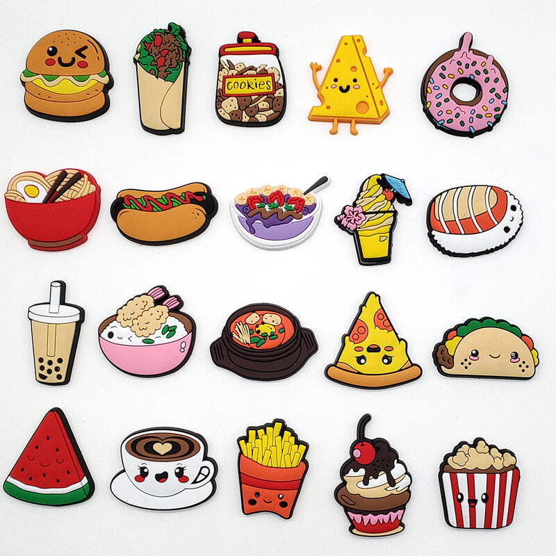 1pcs Food Series PVC  Shoe Charms Accessories With shoe decorations Buckle for Croc Shoes Kids Party X-mas Gifts