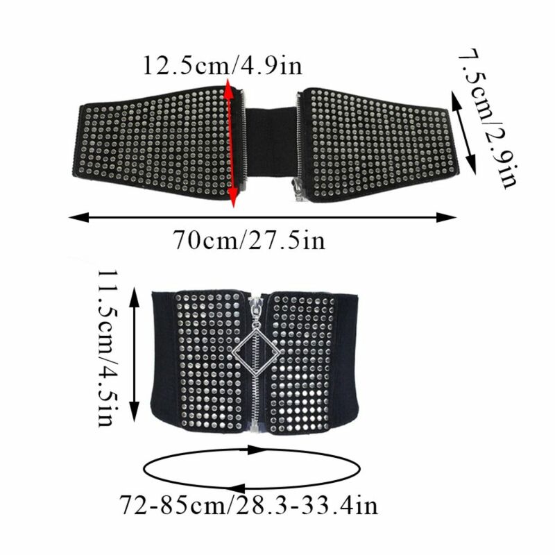 Rivet Elastic Cummerbunds Fashion Metal Buckle Belt Waist Corset Belts Korean Style PU Leather Wide Belt Decorative Jeans