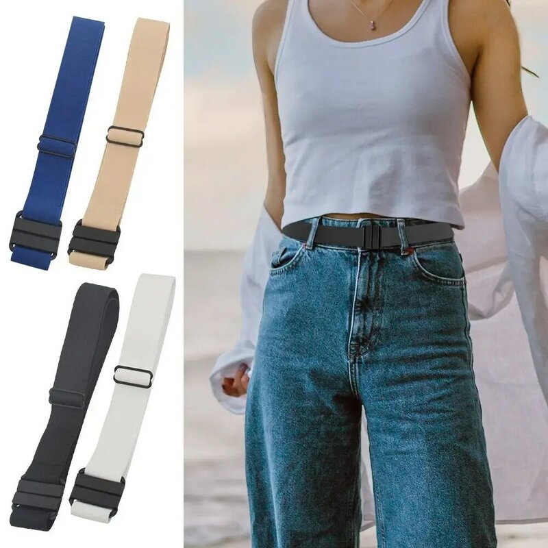 Cinturón de cintura ajustable para mujer, banda elástica delgada que combina con todo, cinturón sin hebilla, vestido de mujer