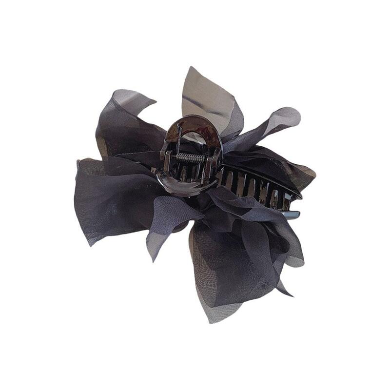 Double-sided mesh bow tie grab clip back head large elegant accessories headwear shark temperament hair curly clip Z4L0