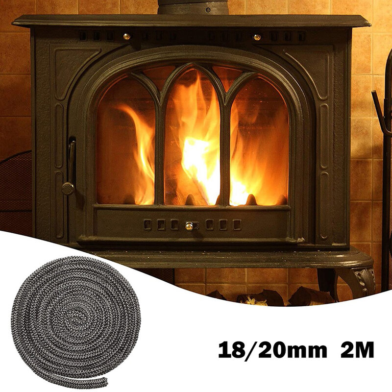 暖炉用シーリングロープ,薪ストーブドア,グラスファイバー,高温,木工バーナー,18mm, 20mm, 2m