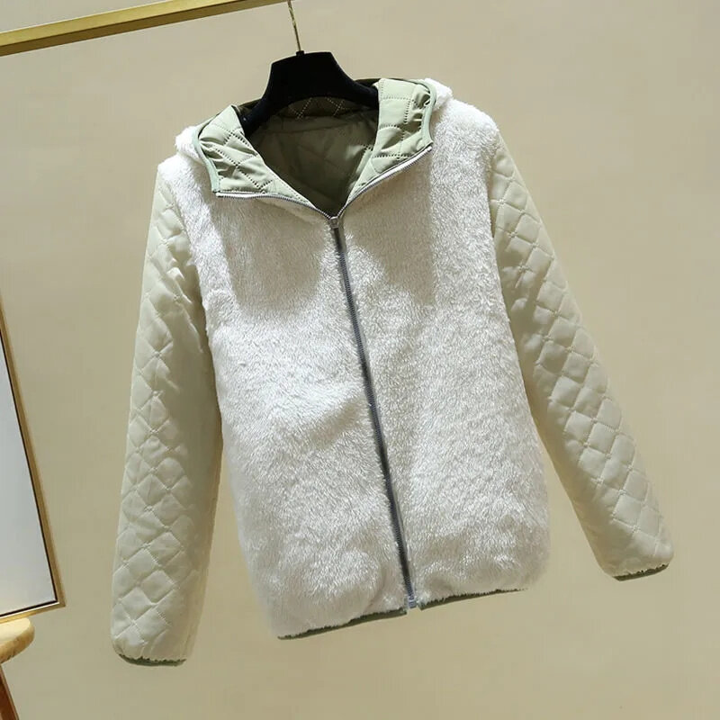 Новое модное универсальное простое плюшевое утолщенное хлопковое пальто с капюшоном женское платье тонкое маленькое хлопковое пальто из овечьей шерсти хлопковое пальто