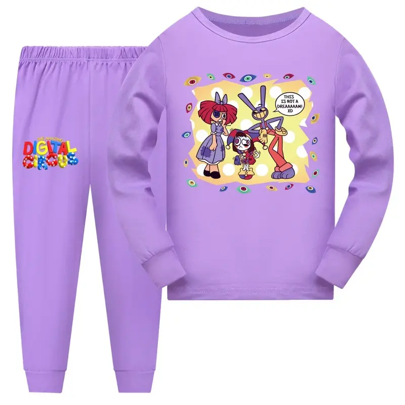 Новинка, удобная пижама с длинными рукавами и длинными штанами, домашний комплект для мальчиков и девочек, удивительная цифровая цирковая детская одежда