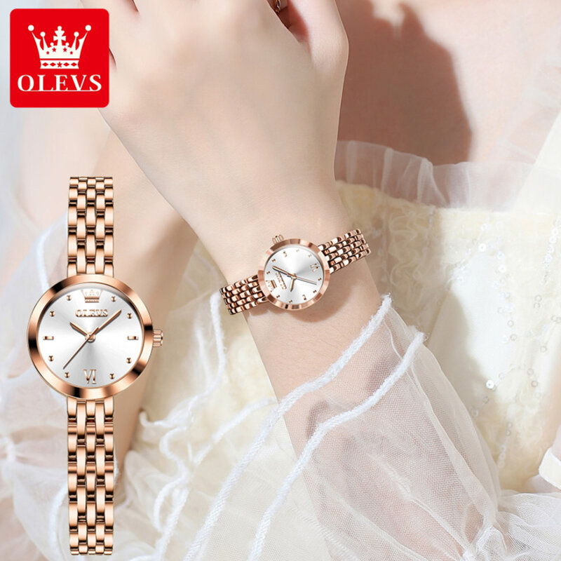 OLEVS-Relógio de quartzo com mostrador redondo, aço inoxidável, pulseira, 9992