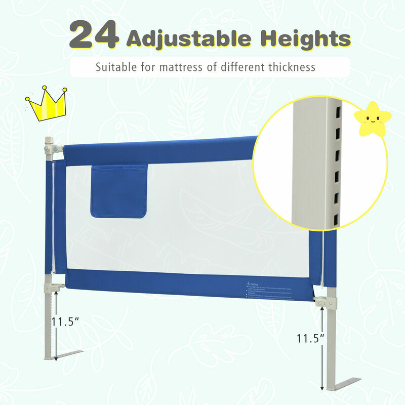 Направляющие для кровати 57 дюймов для малышей, вертикальная подъемная направляющая для детской кровати с замком, синяя BS10003BL