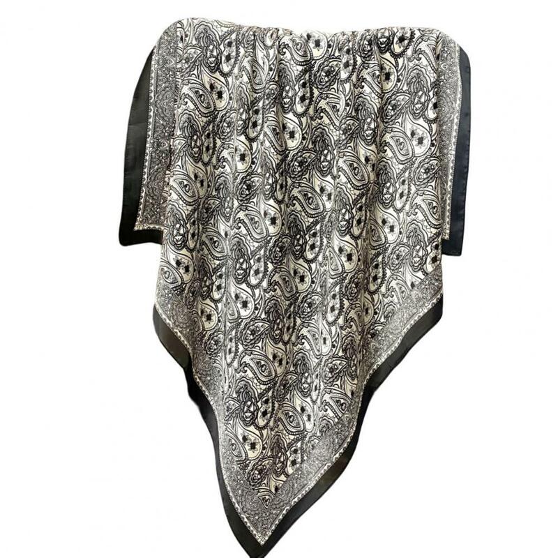 Bufanda de seda de imitación de estilo étnico, chal cuadrado con estampado de anacardos, elegante, protector solar, 70cm