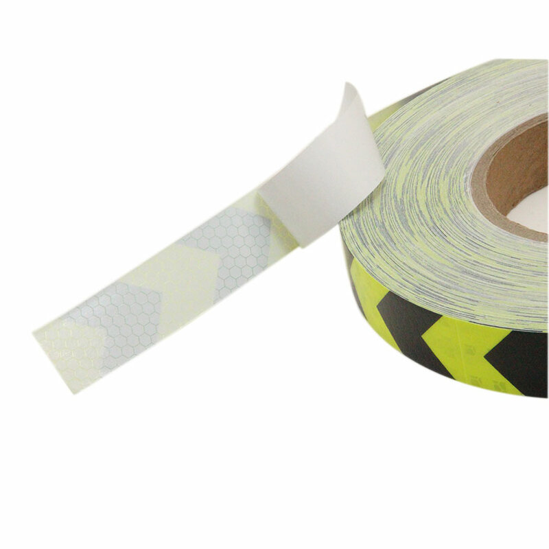 2.5CMx10M Fluorescent Light Yellow Red Arrow Reflective Tapes Sticker Car Vehicle Truck Roadway Parking Reminding Warning Decals
