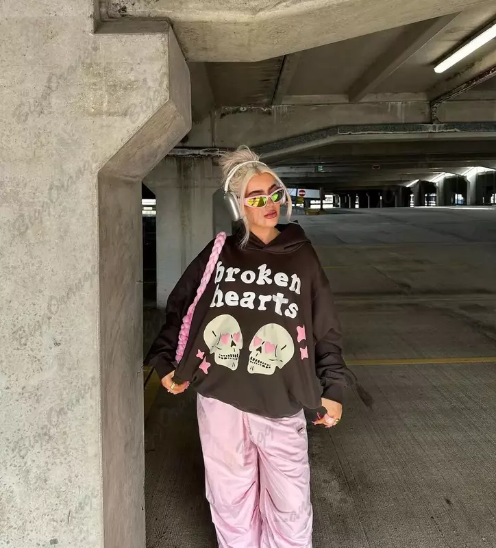 Hoodie Cetak 3D Tengkorak Harajuku Pakaian Y2k Wanita Atasan Pasangan Kaus Wanita Pakaian Streetwear Grunge Hoodie Besar