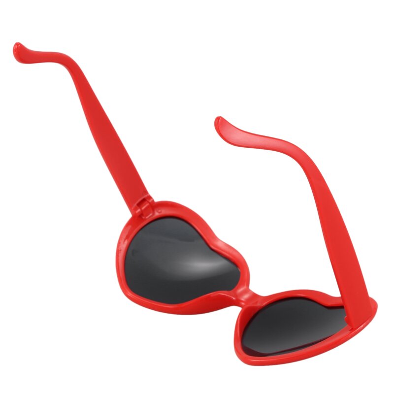 Kacamata hitam Lolita bentuk hati cinta Retro lucu, kacamata Pesta modis merah panas