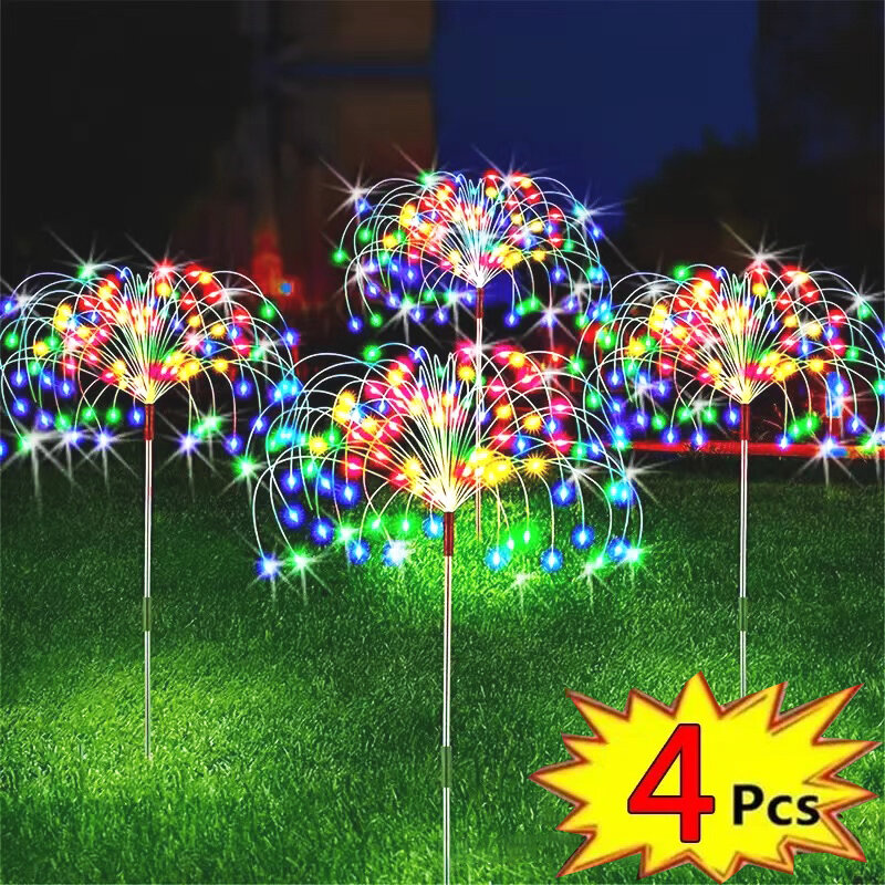 Luz LED Solar de fuegos artificiales para decoración de jardín, luces de hadas de Navidad, alambre de cobre, 1 piezas