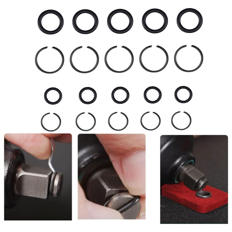10set di anelli di fissaggio con O-Ring per anelli di fissaggio per chiavi a percussione Standard pneumatiche da 3/8 "1/2"