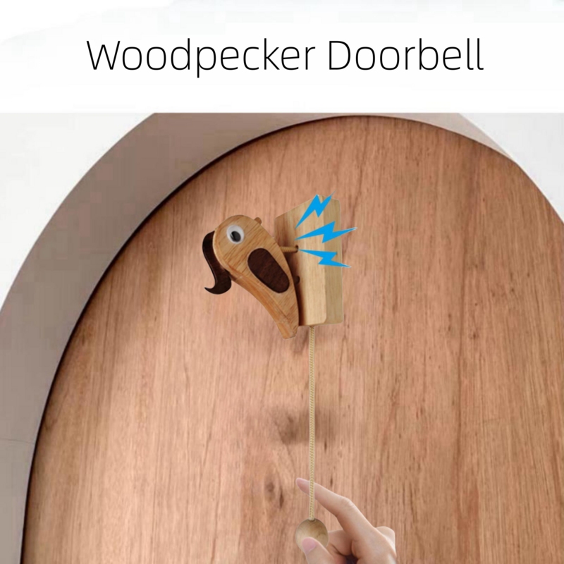 1pc Bird Shape Door Knocker, Woodpecker Doorbell,Wood Entry Doorbell Gate Bell Chime,Wooden DIY Kids Toys for Entrance,Store