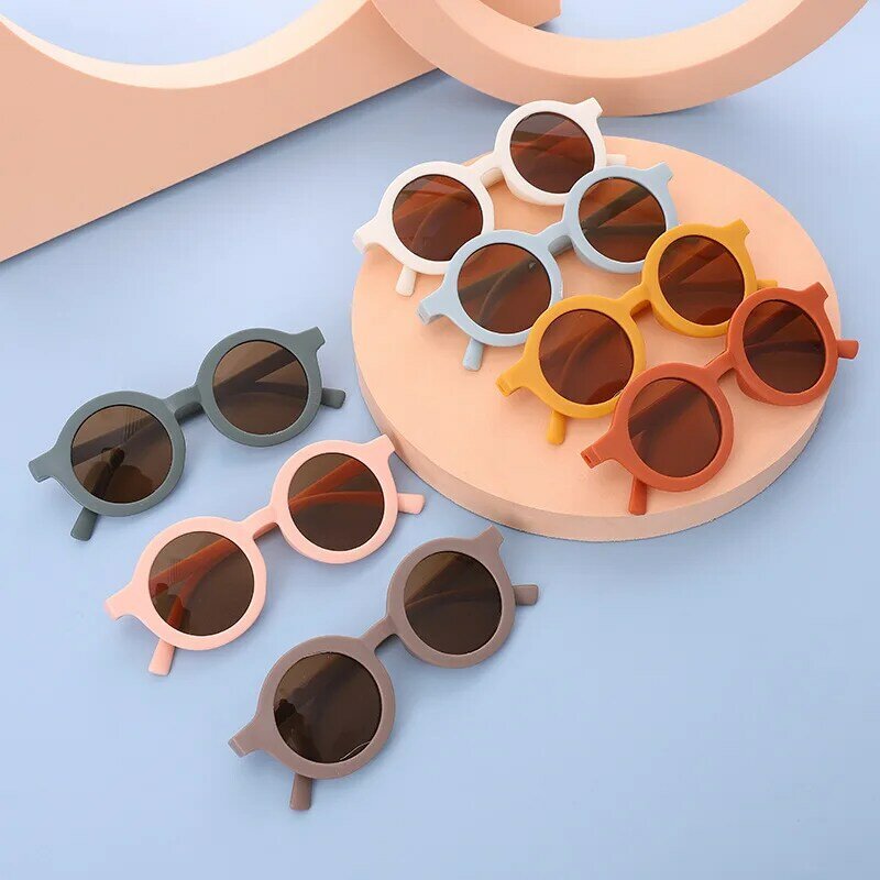 Korean Children's Sunglasses Retro solid round frame small face Sunglasses Ultraviolet-proof Convenience Glasses Eyeglass Kids
